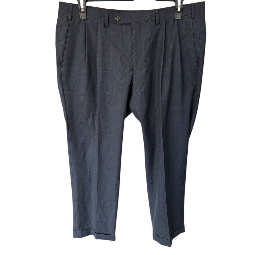 Lauren Ralph Lauren Navy‎ Plaid Men’s Trousers 38x29 Wool Blend Cuffed
